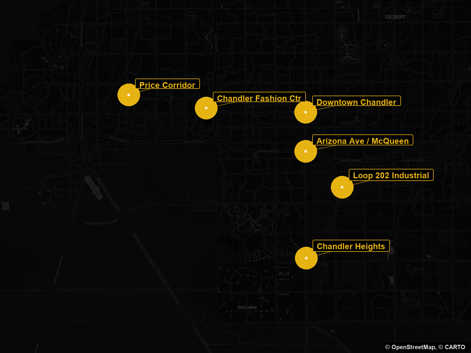 Chandler Arizona commercial real estate submarket map