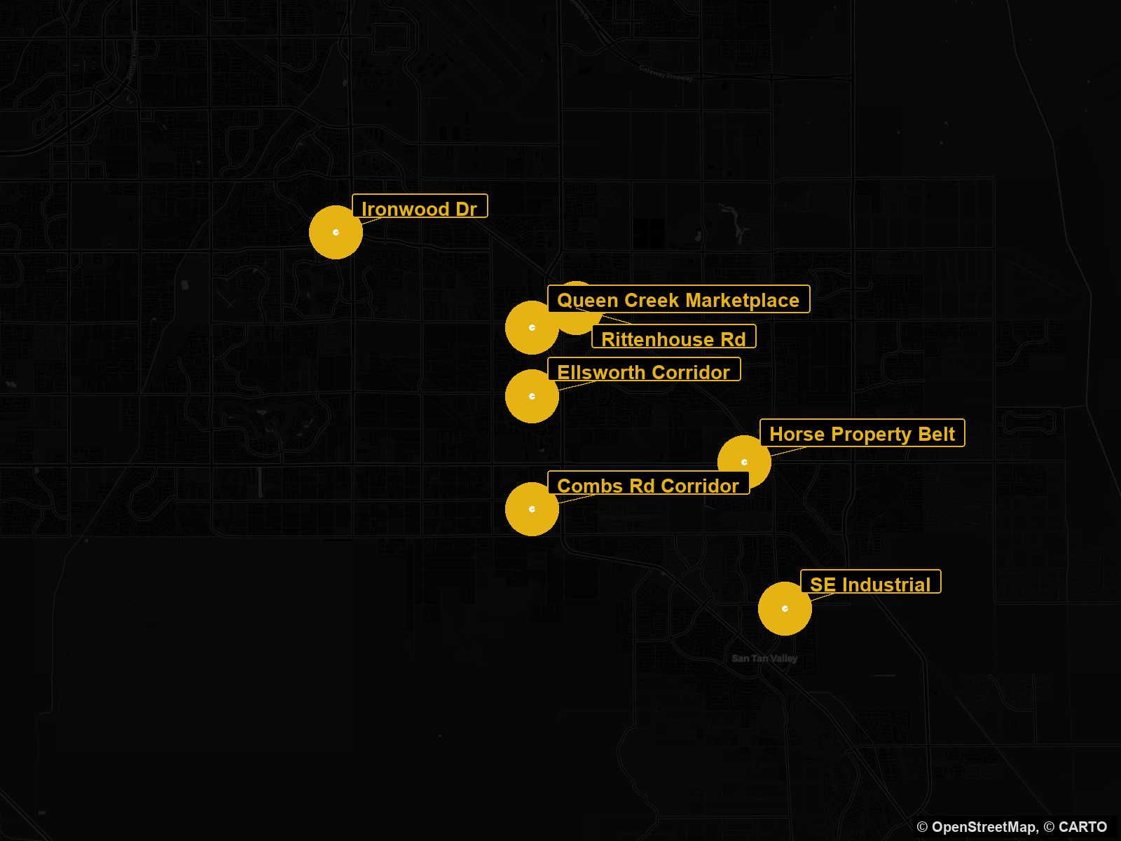 Queen Creek Arizona commercial real estate submarket map