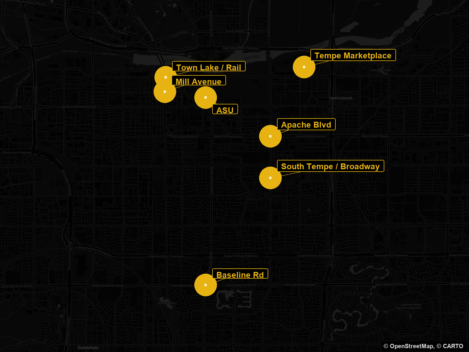 Tempe Arizona commercial real estate submarket map